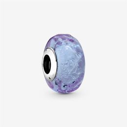 New Arrival 100% 925 Sterling Silver Wavy Lavender Murano Glass Charm Fit Original European Charm Bracelet Fashion Jewelry Accesso287Z