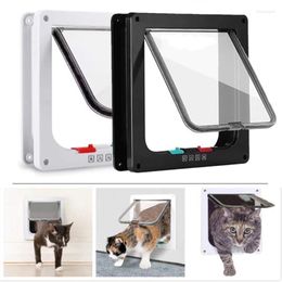 Cat Carriers Security Lock Flap Door For Dog Cats Kitten ABS Plastic Small Pet Gate Kit Dogs Doors Accessories