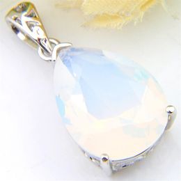 Luckyshine Europe Popular Jewelry Water Drop White Moonstone Gems Silver Necklaces USA Israel Wedding Engagement Necklaces Pendant285K