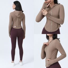 Lu-1454 Kvinnor Ny yogamackaxtlås Blazer Slim Long Sleeve Fitness Ladies Fashion Hooded