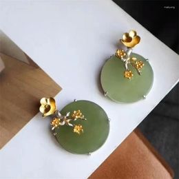 Pendants Temperament S925 Sterling Silver Collarbone Chain Necklace For Lady Elegant Plum Blossom Branch Jade Pendant Jewelry