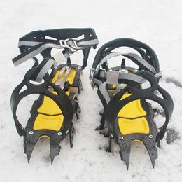 Snowboard Bindings 18-Teeth Climbing Anti Skid Crampons Adjustable Winter Walk Ice Claw Mountaineering Snowshoes Manganese Steel Outdoor Shoe Cover 231010
