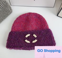 Korean Style Thickened Autumn Letters Knitted Hat Warm Wool Hat Women's All-Match Closed Toe Beanie Hats