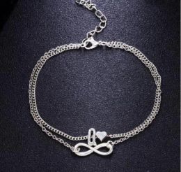 Quality Vintage 26 Letter Anklet Bracelets Female Initial Heart Infinity Charm Bohemian Friend Jewelry Gift Ankles Bangle for Women Girls