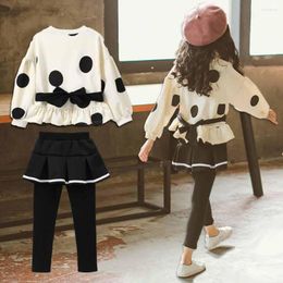 Clothing Sets 2023 Fashion Kids Spring Korean Wave Point Set Baby Girls Cute Cotton Clothes Suit Children 2pcs