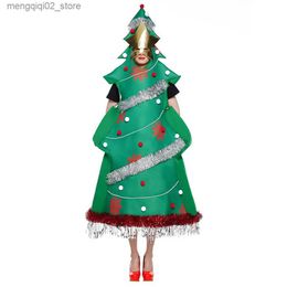 Theme Costume Eraspooky Funny Christmas Tree Come For Adult Unisex Jumpsuit With Mask Christmas Halloween Come Stage Show Fancy Dress Q240307