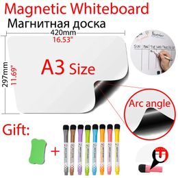 Whiteboards Arc Angle Magnetic Whiteboard A3 Size 11.69" X 16.53" White Boards Memo Boards 8 Magnetic Watercolor Pens 1 Eraser 231009