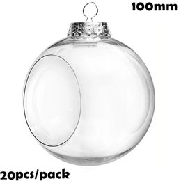 Christmas Decorations Promotion - 20 Pieces x DIY Paintable/Shatterproof Christmas Decoration Ornament 100mm Plastic Window Opening Bauble Ball 231009