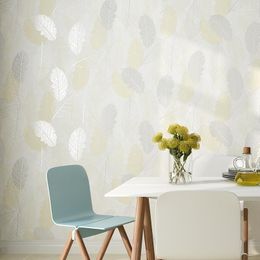 Wallpapers Simple And Modern Leaf Non-woven Abstract Wallpaper Nordic Bedroom Living Room Full Of Walkways Chinese