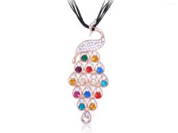 Pendant Necklaces Multicoloured Studded Peacock Showtime Talent Showcase Beauty Strut Necklace For Gifts