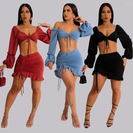 Work Dresses Casual Women Skirt Dress Set Crop Tank Top Tracksuit Matching Streetwear Clothes For Outfit