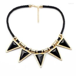 Pendant Necklaces Bulk Price The Latest Simple Jewelry Of Different Colors Resin Rope Chain Triangle Shiny Gold Color Necklace