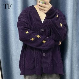Womens Knits Tees Speak on Now Dark Purple Cardigan Women Autumn Star Embroidered Sweaters Loose Knitted Cardigans V Neck Tay Lor Sweater Coats 231010