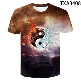 Men's T-Shirts Yin Yang 3D Tshirt Men Black Vintage T-shirt Graphic T Shirt Hip Hop Tee Cool Casual Mens Clothing Summer Stre246Y