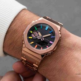 Шоковые оригинальные мужские часы GM-B2100 Спортивные цифровые кварцевые часы унисекс из сплава со светодиодным циферблатом, мировое время, полнофункциональная серия из дуба