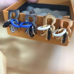 Women Ear studs Dangle & Chandelier Earrings Multi-layer circle resin Unique Shaped B letters Pendant shiny non-fading Earring Des234h