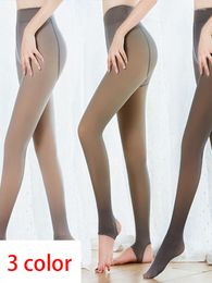 Women's Leggings Winter Tight Women High Waist Pantyhose Plus Velvet Warm Elasticity Translucent Stockings Push Up Slim Leggins