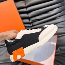 Street Style Plain Logo Platform Sneakers Designer Men Bouncing Sneaker Luxury Shoes Light Sole Mesh Suede Goatskin Breathable Outdoor Trainers Color Orange