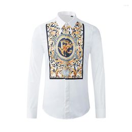 Men's Casual Shirts Europe And The United States Trend Retro Court Style Printing Tide Shirt Long-sleeved Slim