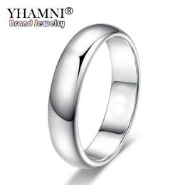 YHAMNI Lose Money Promotion Real Pure White Gold Rings For Women and Men With 18KGP Stamp 5mm Top Quality Gold Colour Ring Jewellery 307x