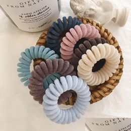 Hair Accessories High Quality Flocking Telephone Wire Cord Hair Tie Girls Elastic Band Ring Rope Candy Colour Bracelet Stretchy Hairban Dhhjp