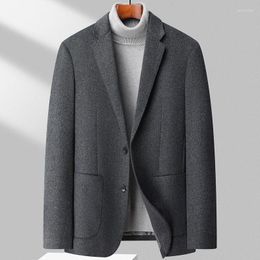 Men's Suits 2023 Boutique Fashion Gentleman English Style Casual Wool Elegant Comfortable Micro Elastic Wedding Business Career Blazer