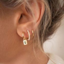 2021 Fashion Women Jewelry Bezel Set White Fresh Pearl Beads Geometric Round Circle Small Hoop Earring Whole317Z