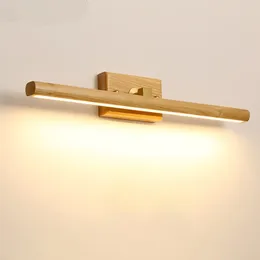 Wall Lamp Nordic Wood LED Mirror Light Rotatable Sconces Indoor Bathroom Bedroom Vanity Home Decoration Illumination