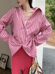 Women's Blouses Alien Kitty Summer Sunscreen Shirts Women Stripes Mid-Length Loose 2023 OL Full Sleeve Chic Thin Office Wear Lady Tops