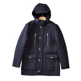Men's Wool Blends Windproof Warm Autumn And Winter Midlength Woolen Coat With Hood Parka For Men 231009