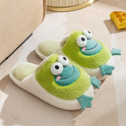 Slippers 2023 Winter Unisex Home Floor Shoes Cute Frog Keep Warm Soft Plush Couples Indoor Slides Ladies Cotton Footwear