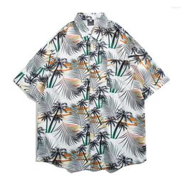 Men's Casual Shirts In Hawaiian Shirt Men Cool Tropical Coconut Printed Button Up & Blouses Women Turn Down Short Sleeve