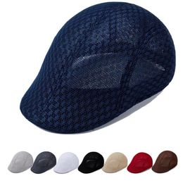 Fashion Summer Unisex Baseball Cap Men Women Sun Mesh Beret Cap Newsboy Golf Cabbie Flat Peaked Hat Casquette Breathable Berets258y