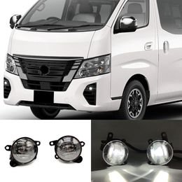 Car LED Fog lights For Nissan NV350 Caravan Micro Bus/Urvan 2023 fog lamps Cover Grill frame Wire Switch bracket white