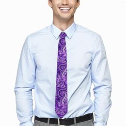 Bow Ties Purple Paisley Tie Vintage Print Daily Wear Neck Elegant For Men Women Custom Collar Necktie Gift