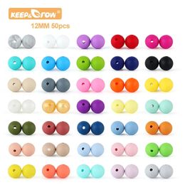 Teethers Toys 50pcs Silicone Beads 12mm Round Food Grade DIY Baby Pendant Necklace Teether born Nursing Products 231010