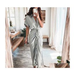 Casual Dresses Retail Women Shirt Designer Commuting Plus Size S3Xl Long Dress Fashion Forged Face Clothing Drop Delivery Apparel 184M