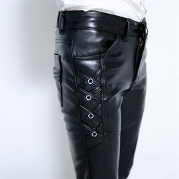 2020 young men with thick leather pants cultivate one's morality foot trousers fashion pu leather pants254J