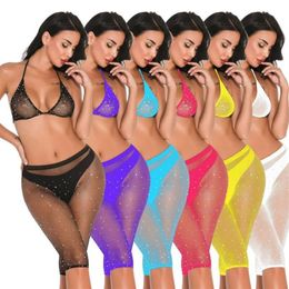 Bras Sets Summer Women Rhinestone Bikini Set Crystal Diamond Push-up Hollow Out Bathing Suit Swimsuit Two Piece Swimwear213z