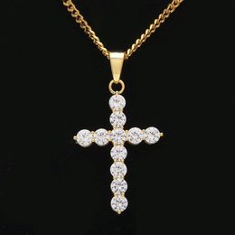 New Hip Hop silver plated necklace Jewellery women wedding fashion Cross CZ Cubic Zircon stone pendant necklace243W