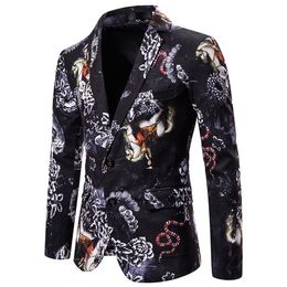 Men Animal Print Blazers Suits Jackets High Quality Lovely Angel Mens Printed Blazer Single Breasted Casual Blazer285Z