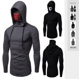 Spring 2019 Foreign Trade New Elastic Fitness Men's Ninja Dress Long Sleeve T-shirt with Caps Mission Call Skull Mask T-shirt234x