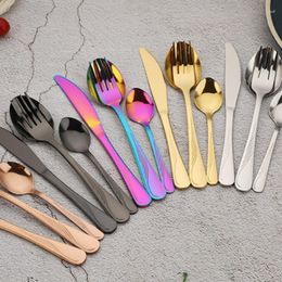Dinnerware Sets Gold Plating Knife Spoon Fork Set Camping Round Handle Bulk Luxury 24pcs Stainless Steel Custom Flatware With Box