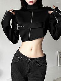 Women's Jackets 2023 Black Mysterious Fashionable Personalised All-match High Street Cool Confident Youth Girl Short Zipper Jacket