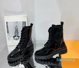 Designer Boots Luxury Boots Stylish Classic Matt Patent Leather Branded Calfskin Boots Variety Black Beige White Sizes