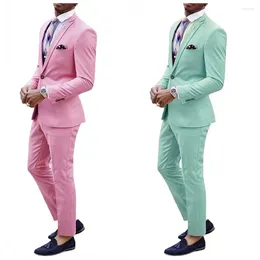 Men's Suits Green Groom Tuxedos Groomsmen Suit Custom Made Back Vent Man Beach Wedding Bridegroom (Jacket Pants)