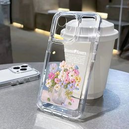 Cell Phone Cases For iPhone 11 Case Flower 14 Pro Max Fundas 12 13 15 XR XS SE 2020 Transparent Cover 231010