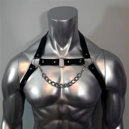 Bras Sets Fetish Men Sexual Chest Leather Harness Belts Adjustable BDSM Gay Body Bondage Strap Rave Clothing For Adult Sex211u