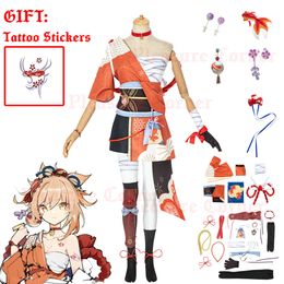 in Stock Genshin Impact New Character Yoimiya Cosplay Costume Full Set High Quality Anime Role Playing Suitcosplay