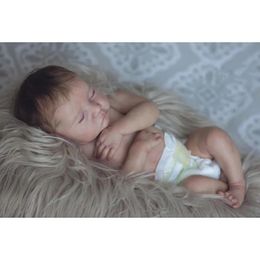 18inch Levi Full Body Newborn Baby Doll Reborn Sleeping Flexible 3D Skin Tone with Visible Veins Hand Root Hair Doll